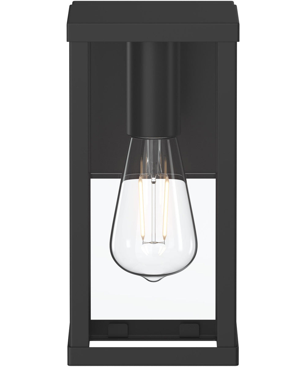 Ryle 1-Light Small Wall Lantern with Clear Glass Panels Matte Black