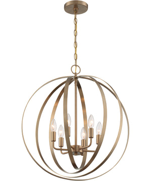 22"W Pendleton 6-Light Pendant Burnished Brass