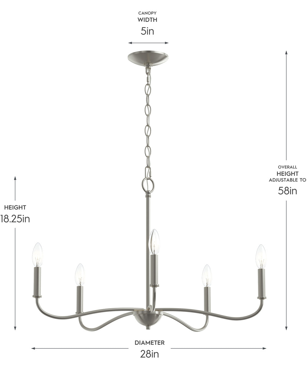 Ilia 5-Light Chandelier Brushed Nickel