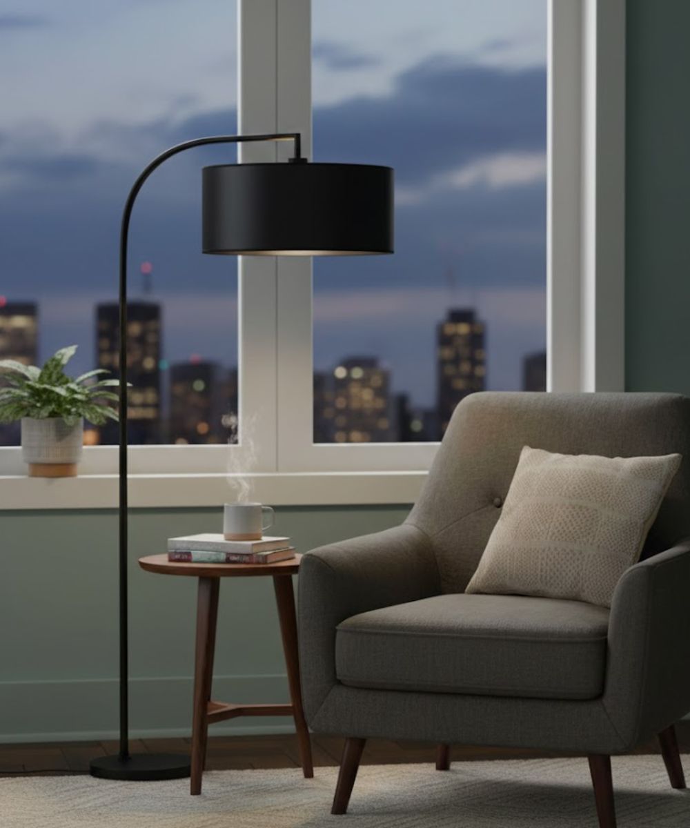 18x18x7 Black Opaque/Silver Foil Shallow Drum Hardback Lampshade