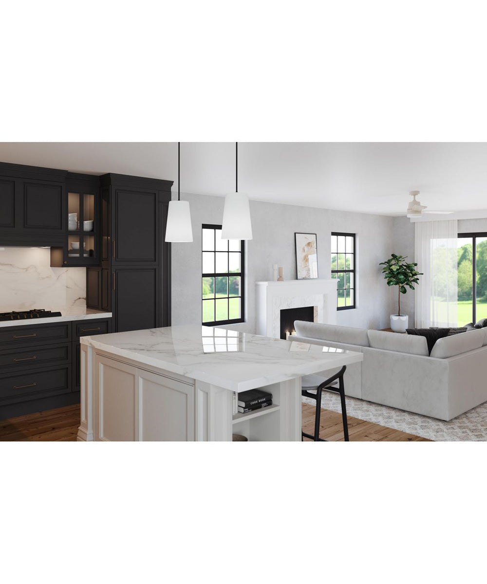 Clarion 1-Light Etched White Pendant P500430 Matte Black