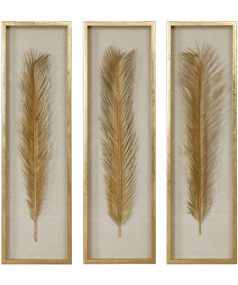 Palma Gold Leaf Shadow Box Set of 3