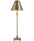 Metal Buffet Lamp in Antique Brass with Tapered Metal Shade