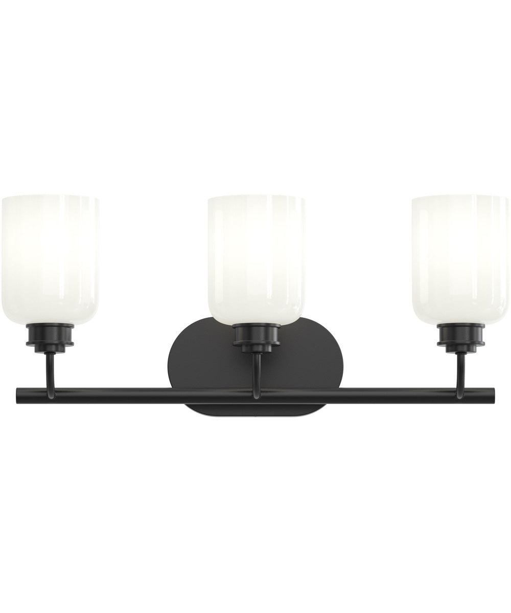 Reines 3-Light Bath Vanity with Opal Glass Shades Matte Black