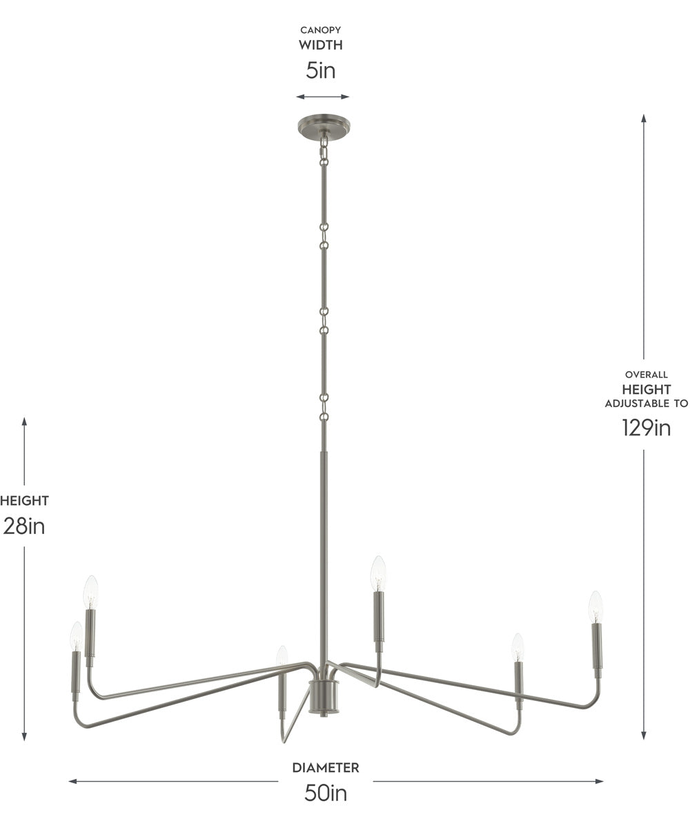 Pilar Extra Large 6-Light Chandelier Brushed Nickel