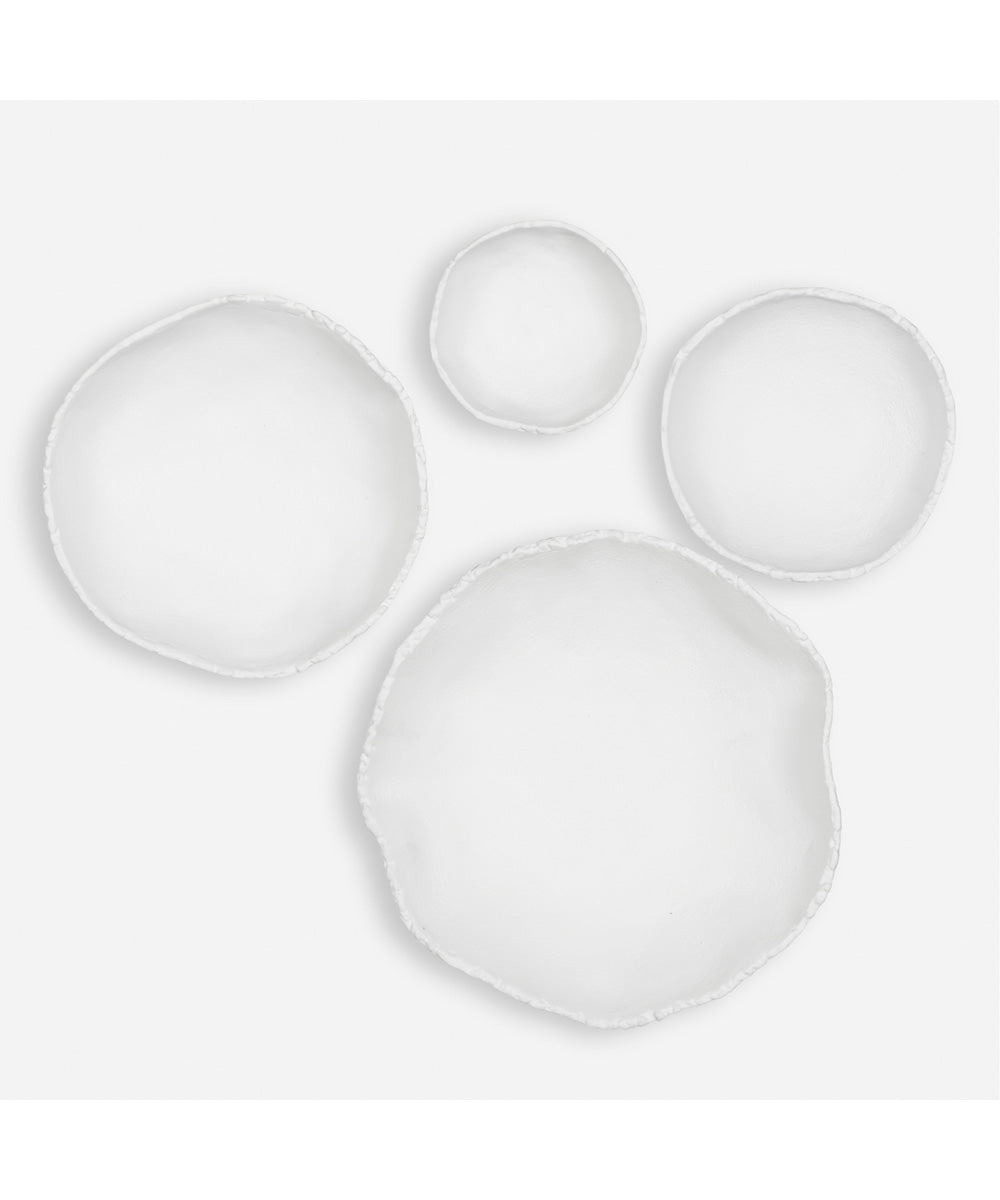 Lucky Coins White Metal Wall Bowls, Set of 4