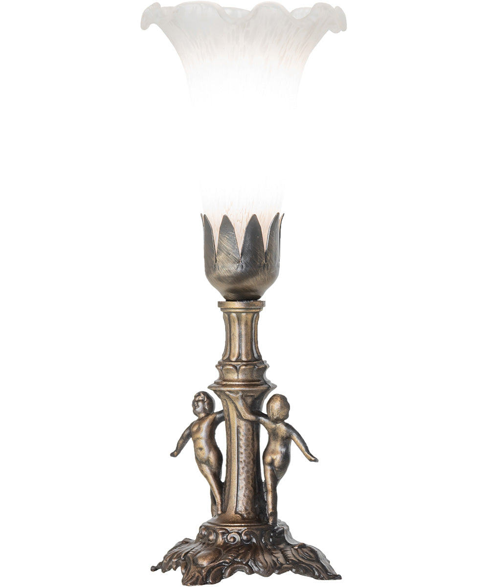 11" High White Tiffany Pond Lily Mini Lamp