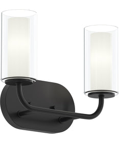 Mack 2-Light Vanity Light with Layered Glass Shades Matte Black