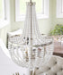 Dumas 16"W 3-Light Brushed Steel Finish Weathered White Wood Bead Chandelier by KenroyHome