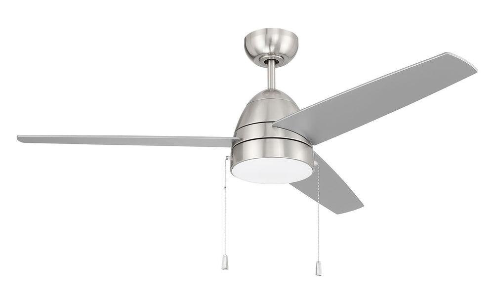 Cozy 52" 3-Blade Ceiling Fan 1-Light Fan Brushed Polished Nickel