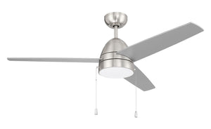 Cozy 52" 3-Blade Ceiling Fan 1-Light Fan Brushed Polished Nickel