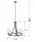25"w Grand Bank Wood 6-Light Chandelier Light Distressed Antique Gray Finish, Clear Seeded Glass Shade