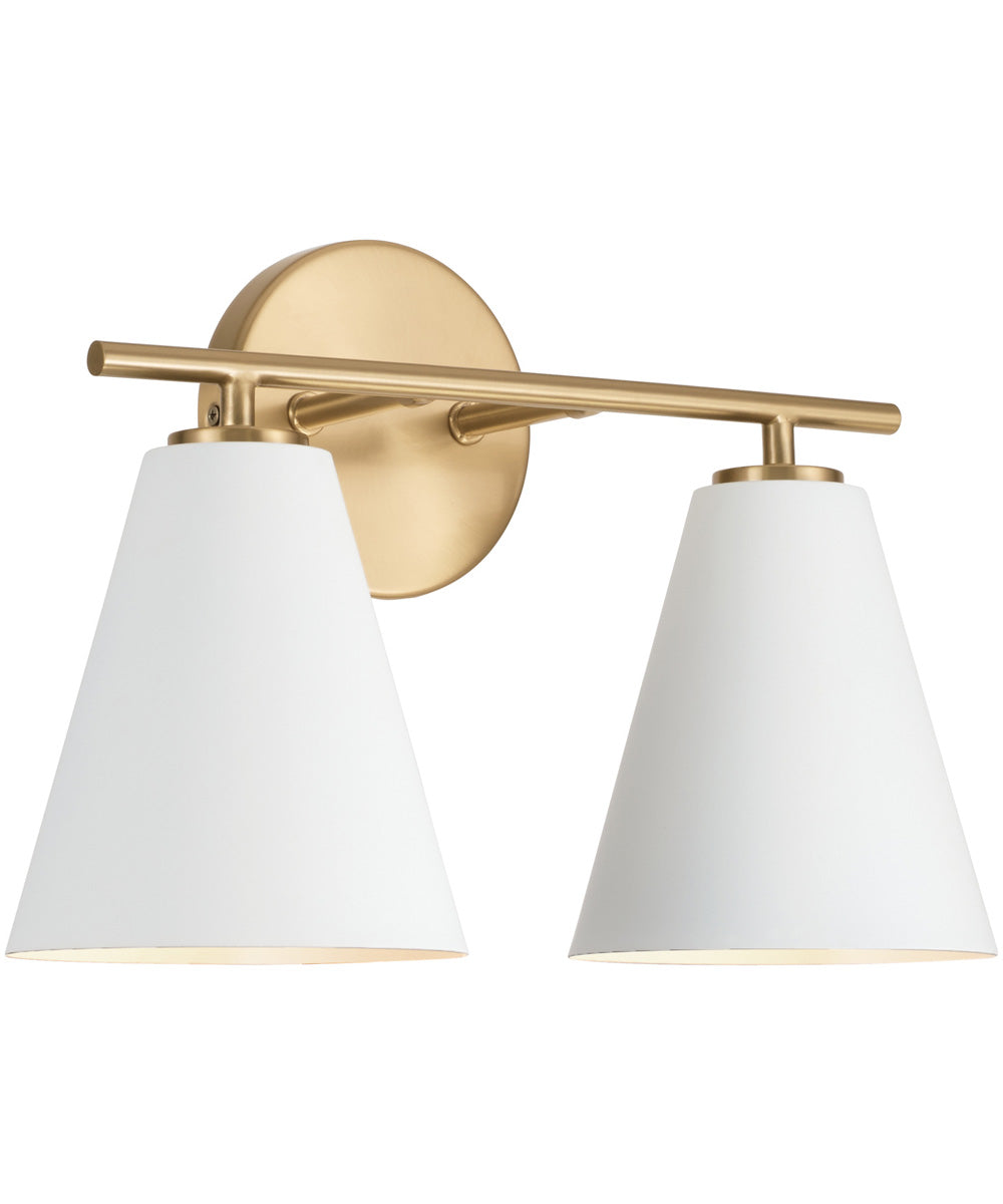 Charlie 2-Light Vanity Matte Brass and White