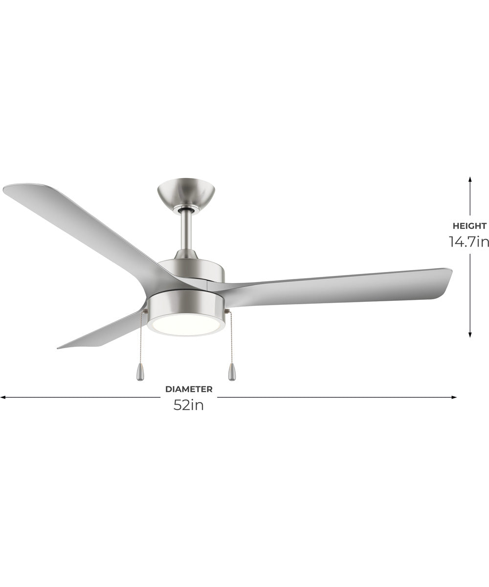 Axion I 52 in. 3-Blade Modern LED Ceiling Fan Brushed Nickel