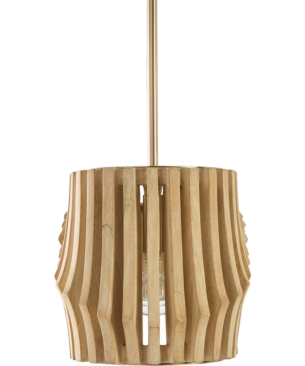 Archer 6-Light-Linear Chandelier Blonde Wood and Matte Brass