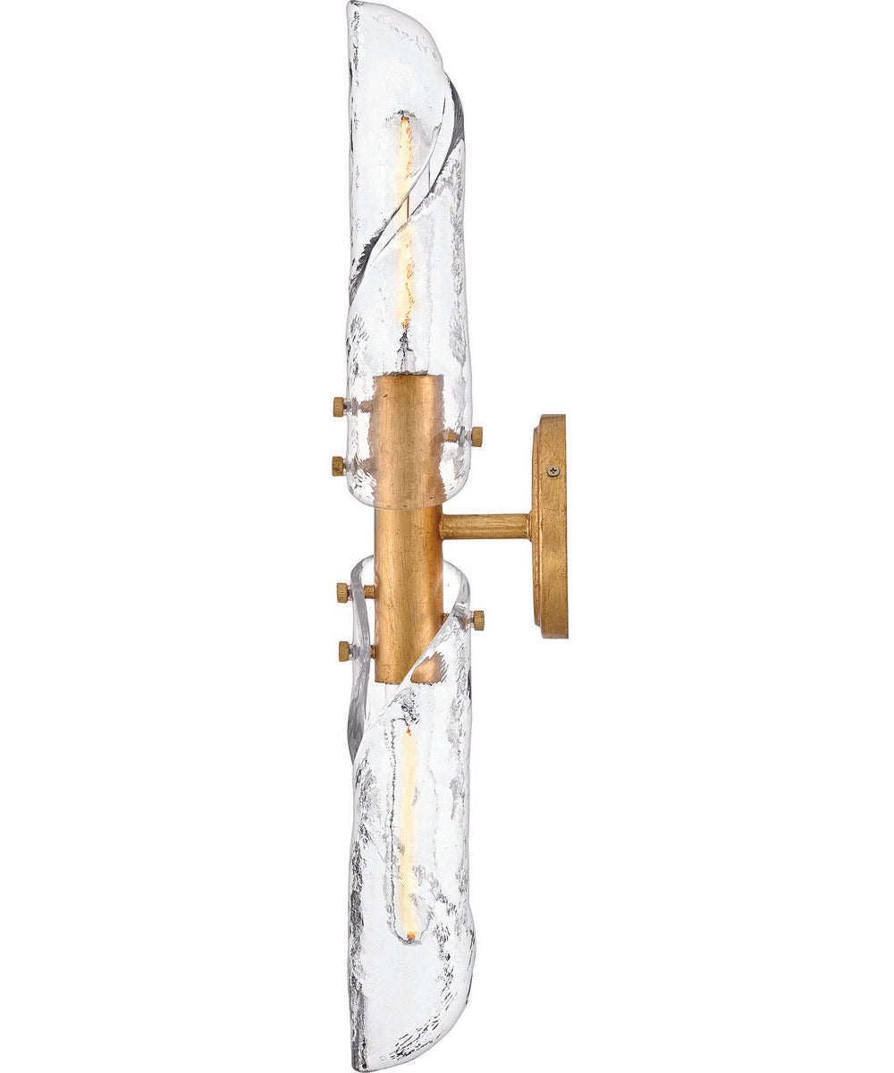 Capri 2-Light Large Two Light Sconce in Distressed Brass