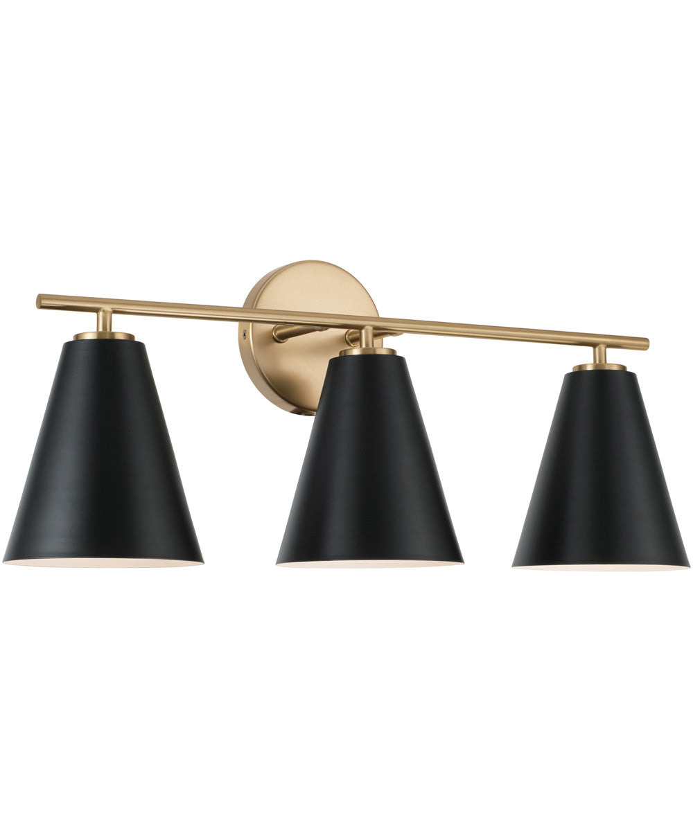 Charlie 3-Light Vanity Matte Brass and Black