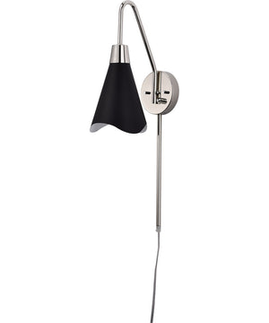 Tango 1-Light Plug-In Vanity & Wall Matte Black / Polished Nickel