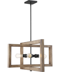 Beacon 4-Light Pendant Black / Honey Wood
