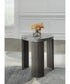 Surmour Triangle End Table Gray/Brown