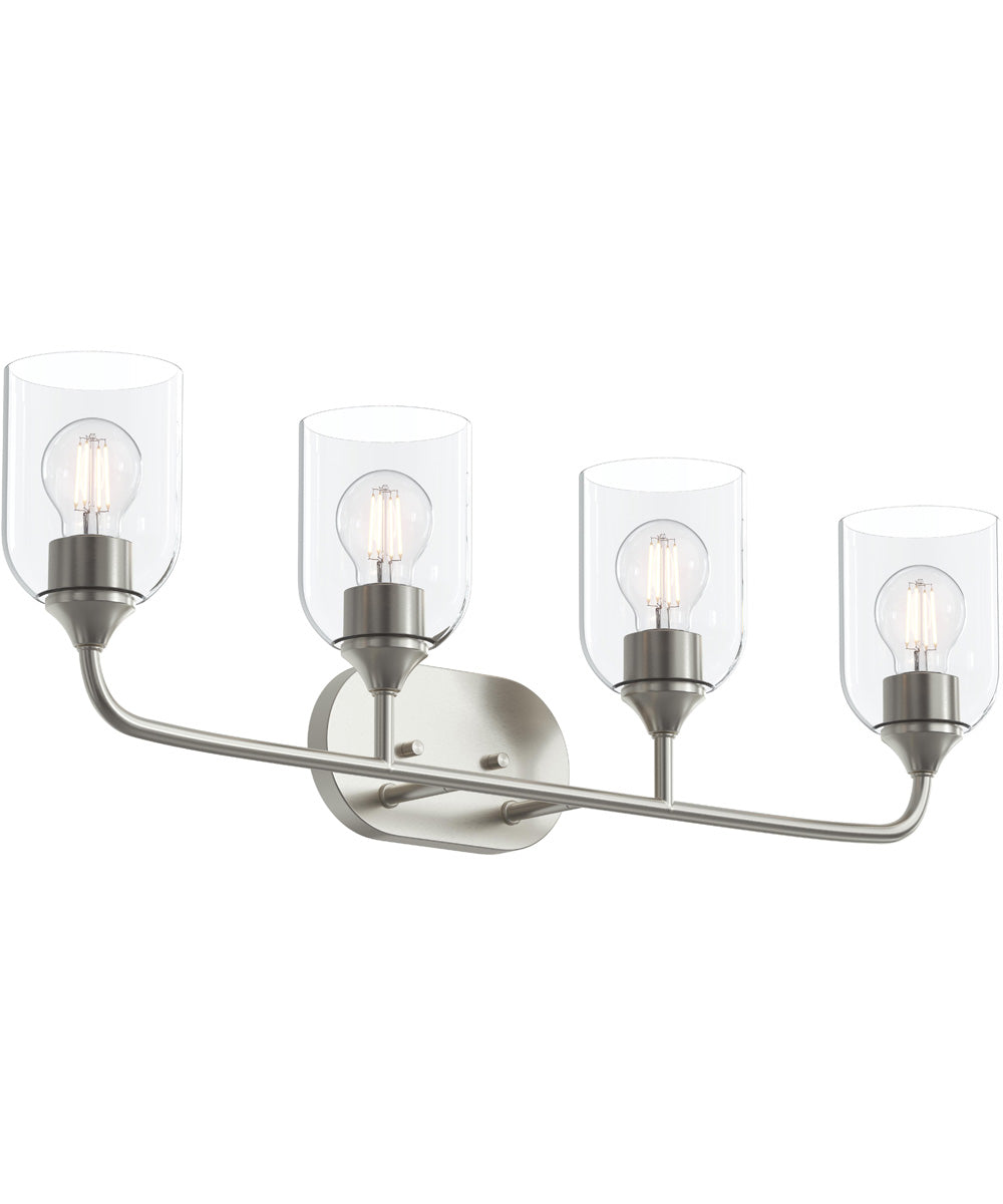 Ilia 4-Light Bath Vanity with Clear Glass Shade Brushed Nickel