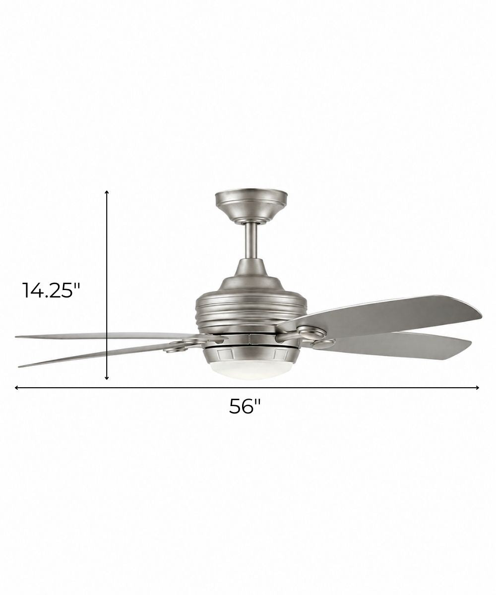 56" Tranquil 5-Blade Ceiling Fan Brushed Nickel Finish with Integrated LED Light and Remote