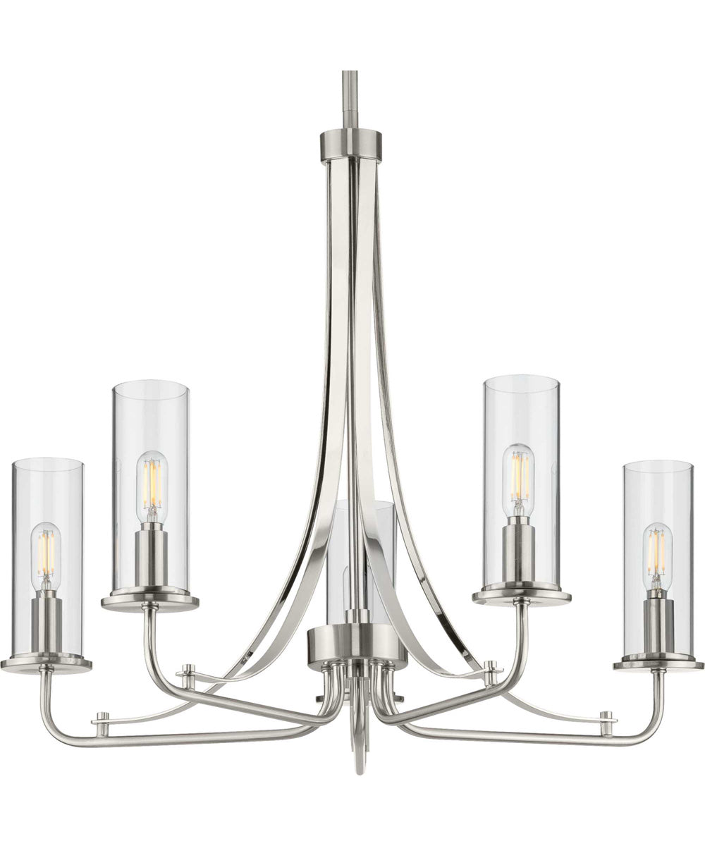 Riley 5-Light Clear Glass New Traditional Chandelier Light Brushed Nickel