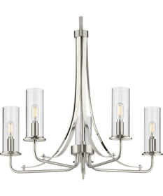 Riley 5-Light Clear Glass New Traditional Chandelier Light Brushed Nickel