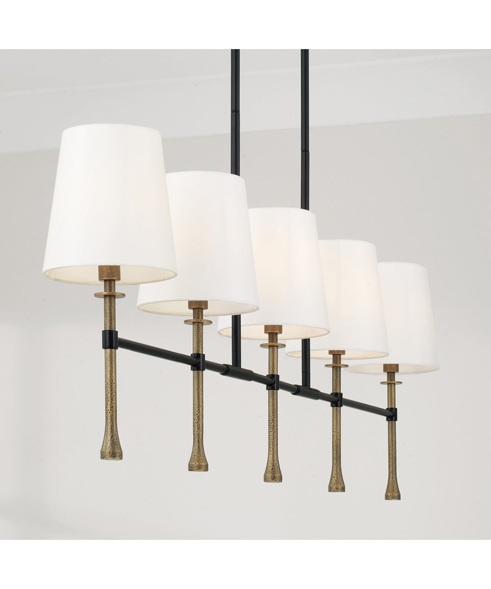 Hollis 5 -Light-Linear Chandelier Matte Black with Hammered Gold