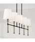 Hollis 5 -Light-Linear Chandelier Matte Black with Hammered Gold