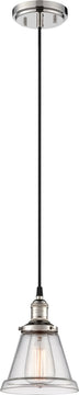 7"W Vintage 1-Light Pendant Polished Nickel