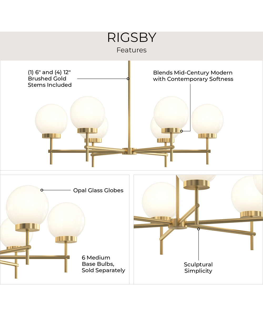 Rigsby 6-Light Medium Chandelier Brushed Gold