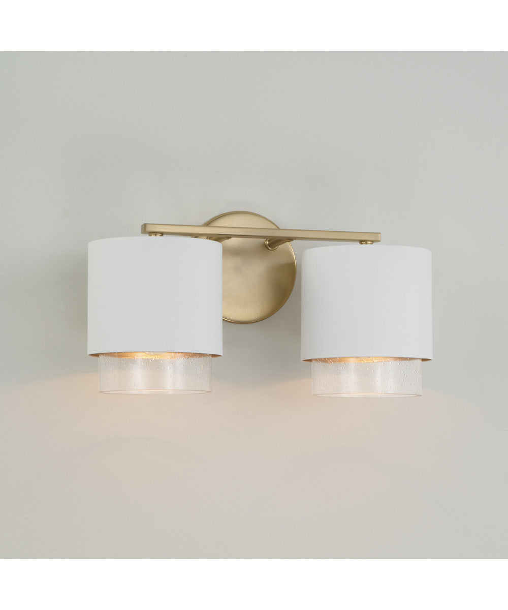 Weller 2-Light Vanity Matte Brass and White