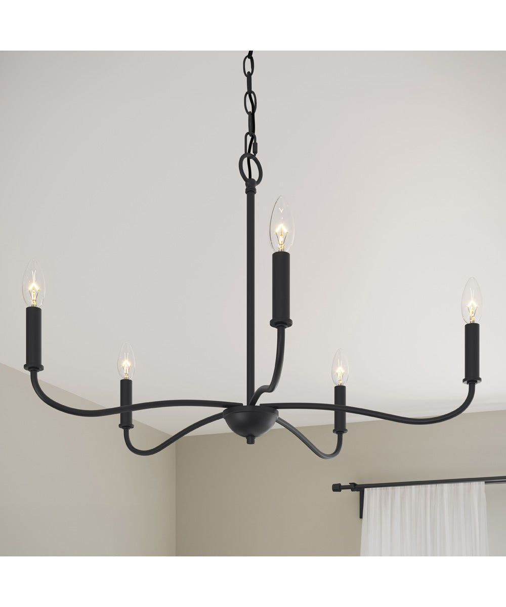 Mack 5-Light Chandelier with Layered Glass Shades Matte Black