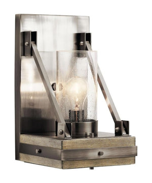 9"w Colerne 1-Light Kichler Wall Sconce Classic Pewter Finish with Clear Seeded Glass Shade