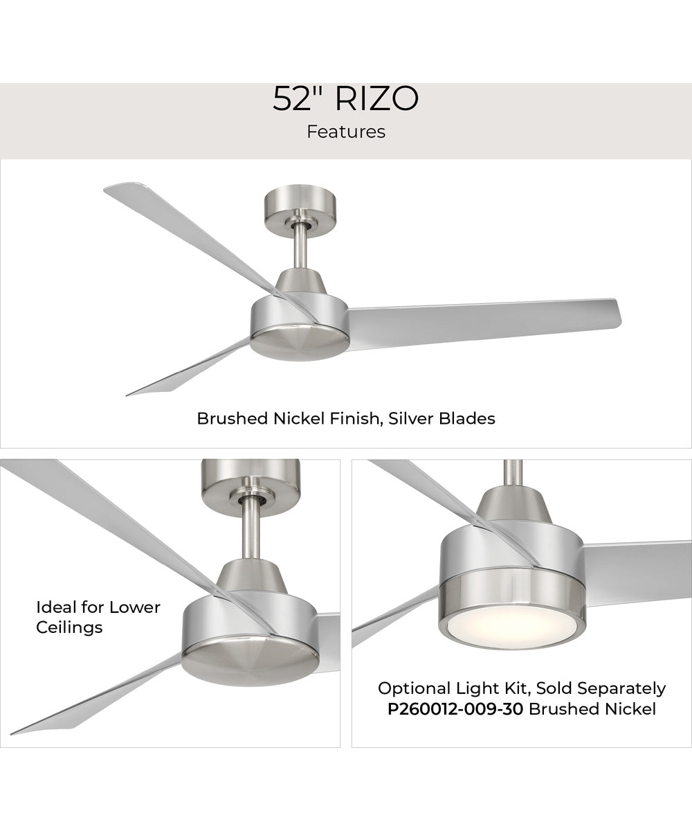 Rizo 52-in. 3-Blade Modern Ceiling Fan Brushed Nickel