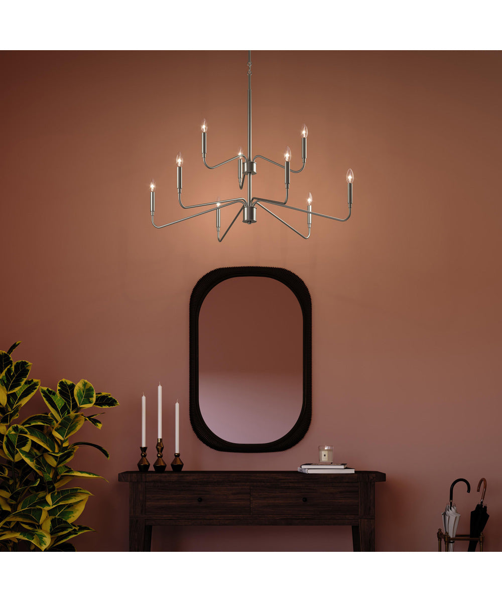 Pilar Two-Tier 9-Light Chandelier Brushed Nickel