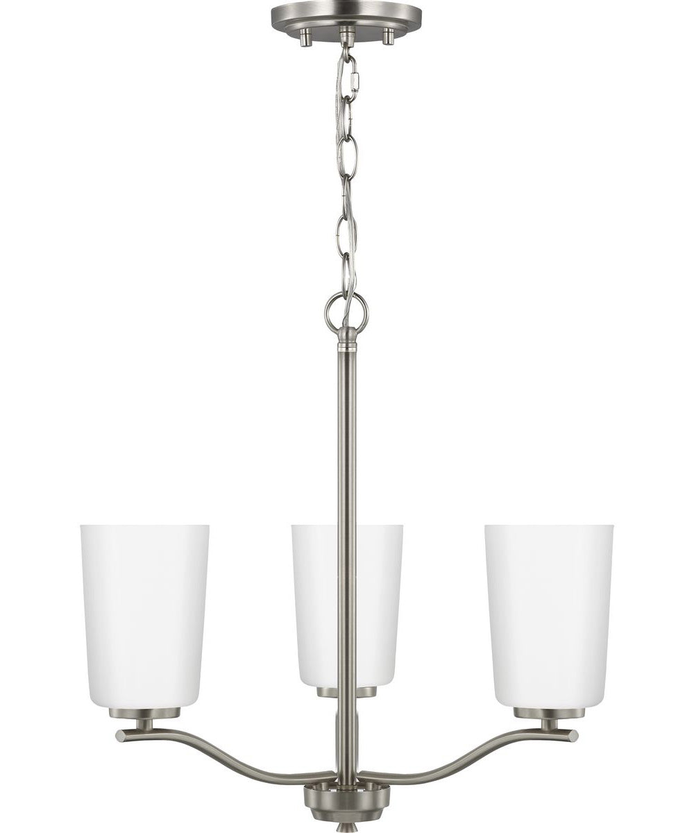 Adley 3-Light Etched White Glass Semi-Flush Convertible Light Brushed Nickel