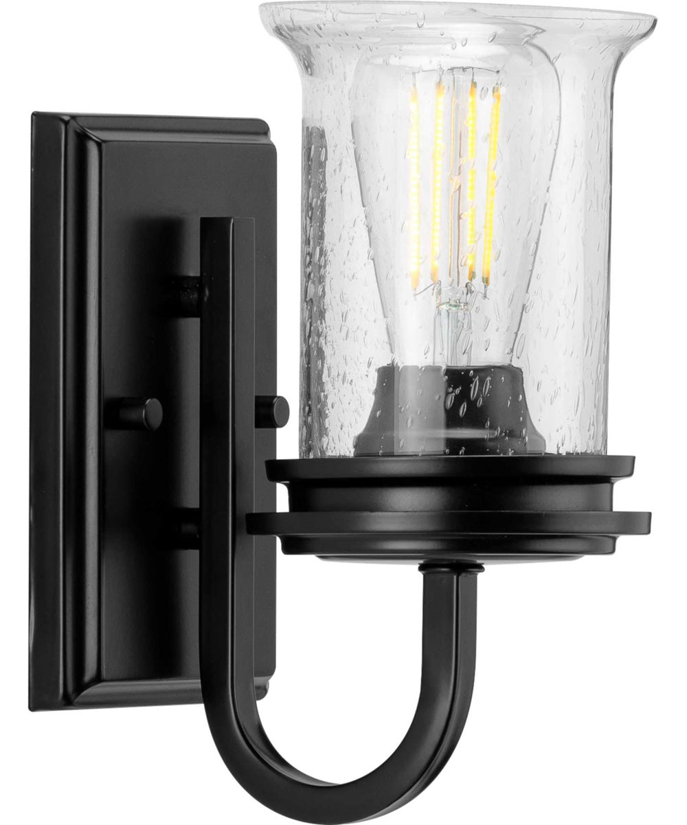 Winslett 1-Light Clear Seeded Glass Coastal Bath Vanity Light Matte Black