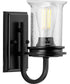 Winslett 1-Light Clear Seeded Glass Coastal Bath Vanity Light Matte Black