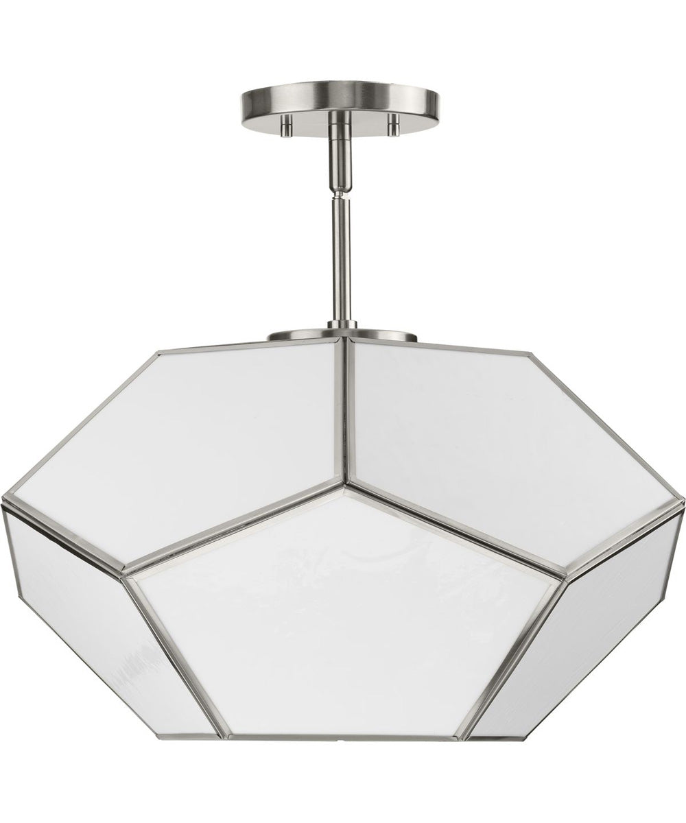 Latham 18 in. 3-Light Flush Mount Brushed Nickel