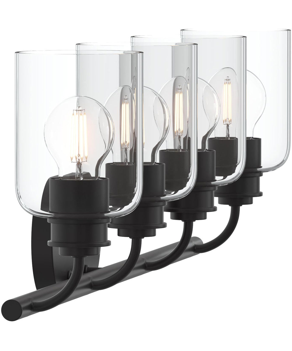 Reines 4-Light Bath Vanity with Clear Glass Shades Matte Black