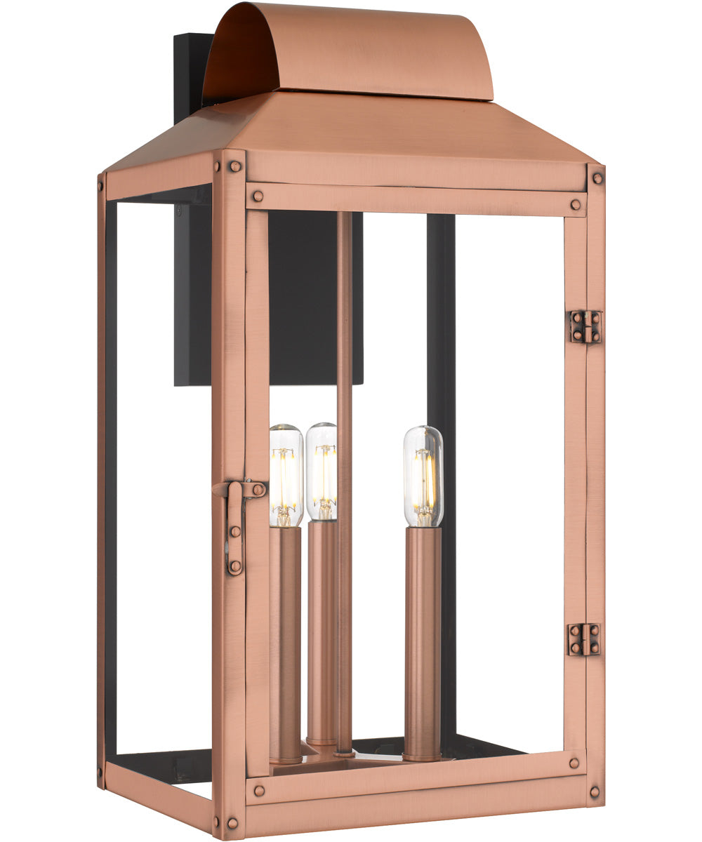 Beryn 3-light Outdoor Wall Light Aged Copper