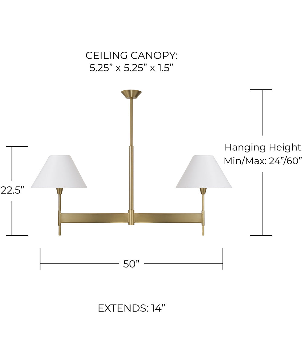 Leland 2 -Light-Linear Chandelier Aged Brass
