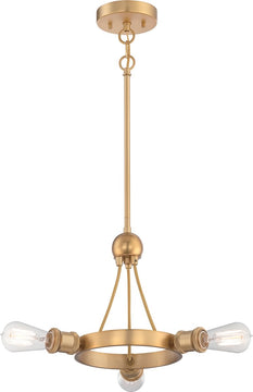 22"W Paxton 3-Light Pendant Natural Brass