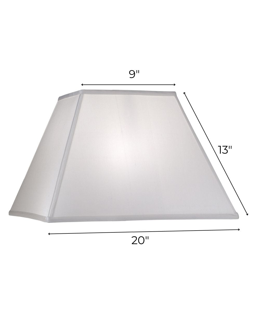 9x20x13 Off White Silk Shantung Tapered Square Hardback Lampshade