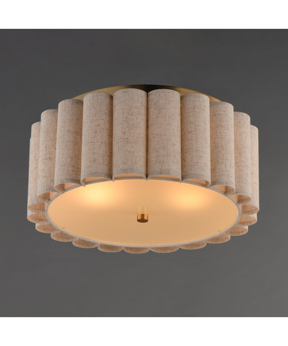 Penelope 2-Light Flush mount Natural Aged Brass