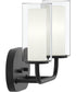 Mack 2-Light Vanity Light with Layered Glass Shades Matte Black