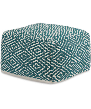 Brynnsen Pouf Teal/Ivory