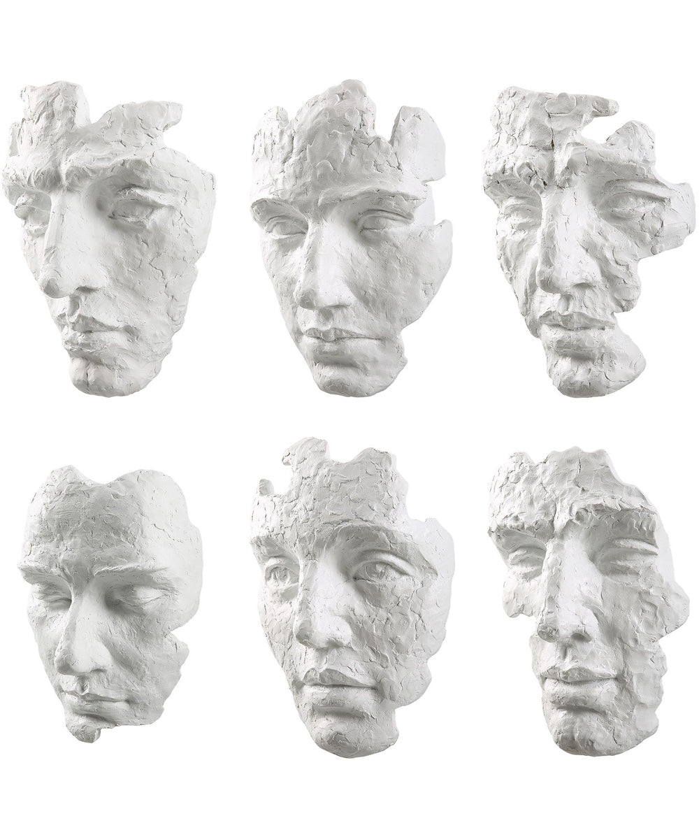 Self-Portrait White Mask Wall Decor, Set of 6